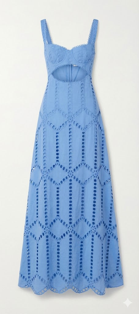 Eyelet Cutout Maxi Dress